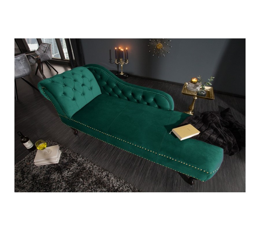Modern Chesterfield chaise longue in green