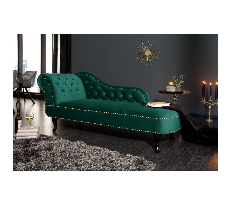 Modern Chesterfield chaise longue in green