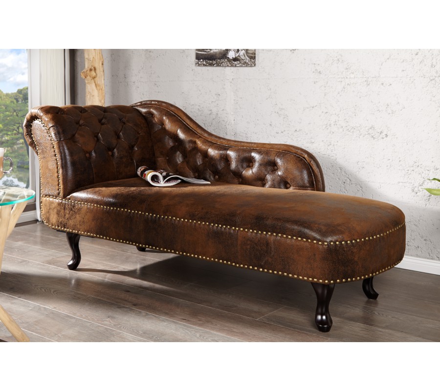 Modern Chesterfield chaise longue in Brown Antique