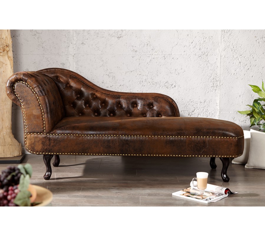 Modern Chesterfield chaise longue in Brown Antique