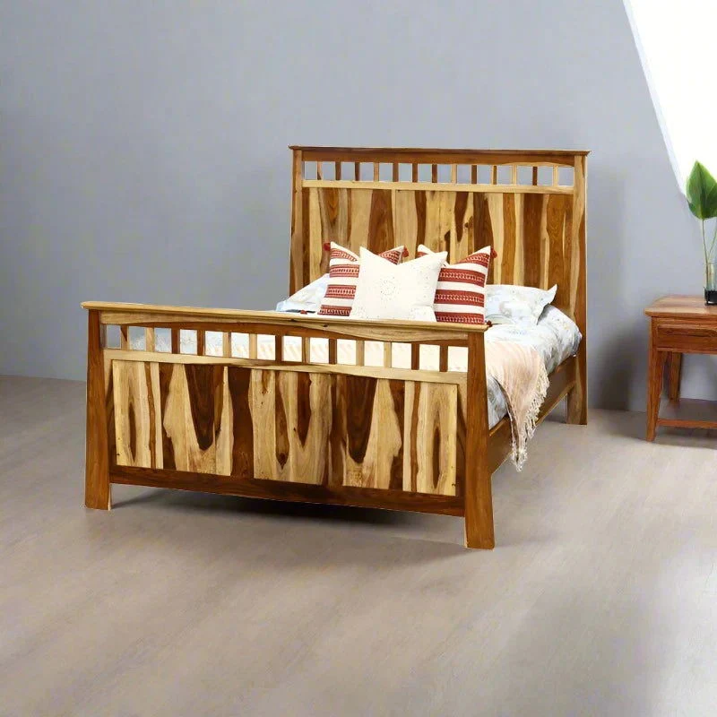 Furneezy Solid Sheesham Wood Natural Bed For Home