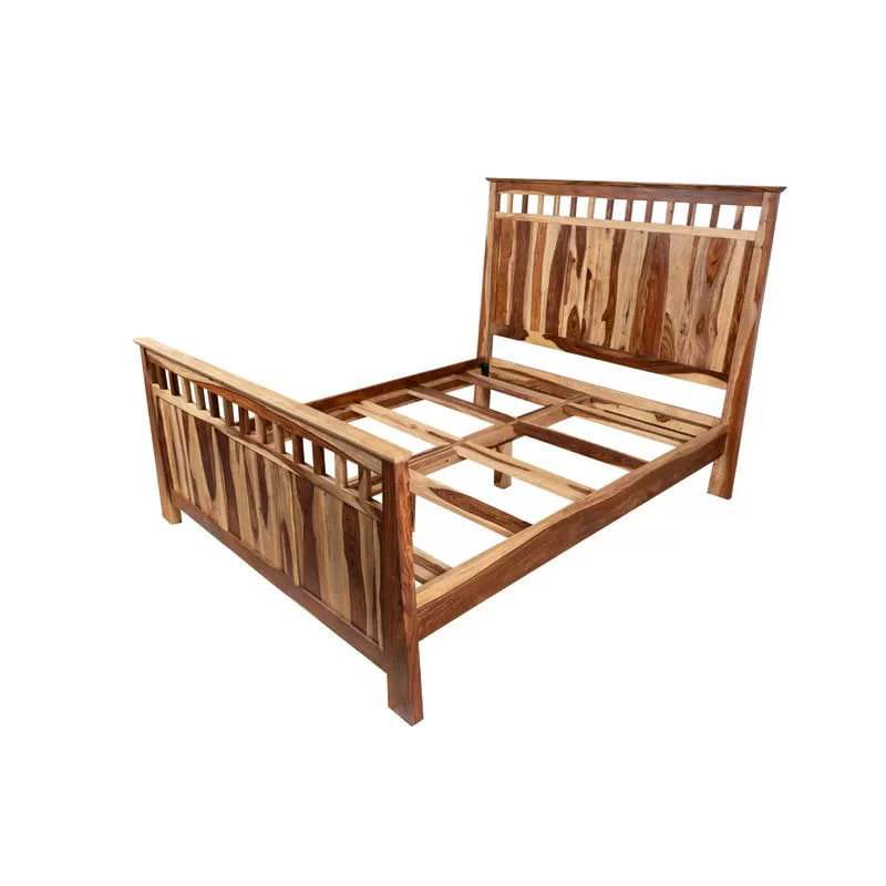 Furneezy Solid Sheesham Wood Natural Bed For Home