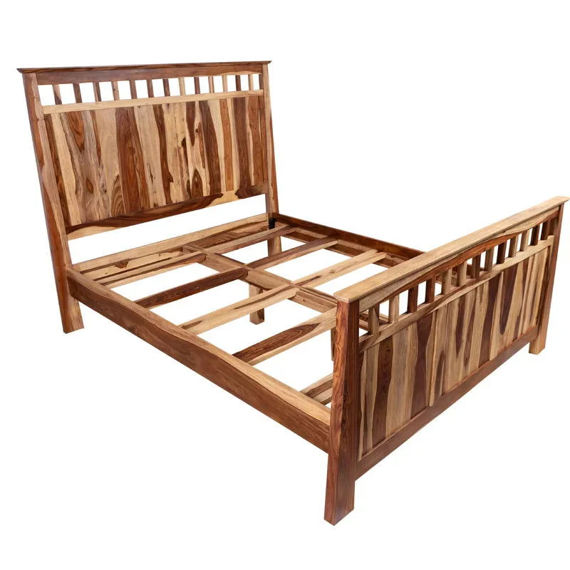 Furneezy Solid Sheesham Wood Natural Bed For Home