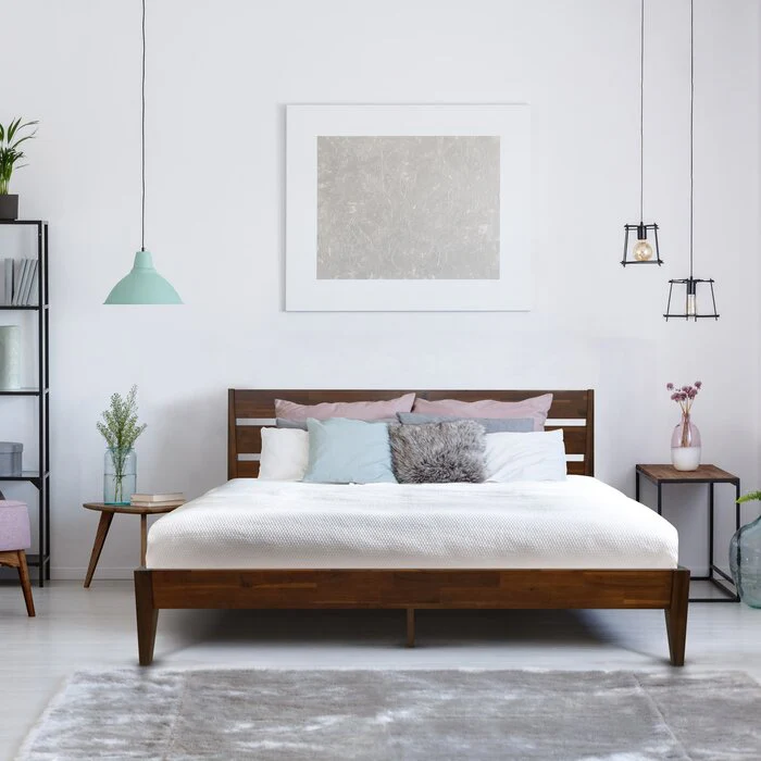 Furneezy Solid Sheesham Wood Natural Bed For Home