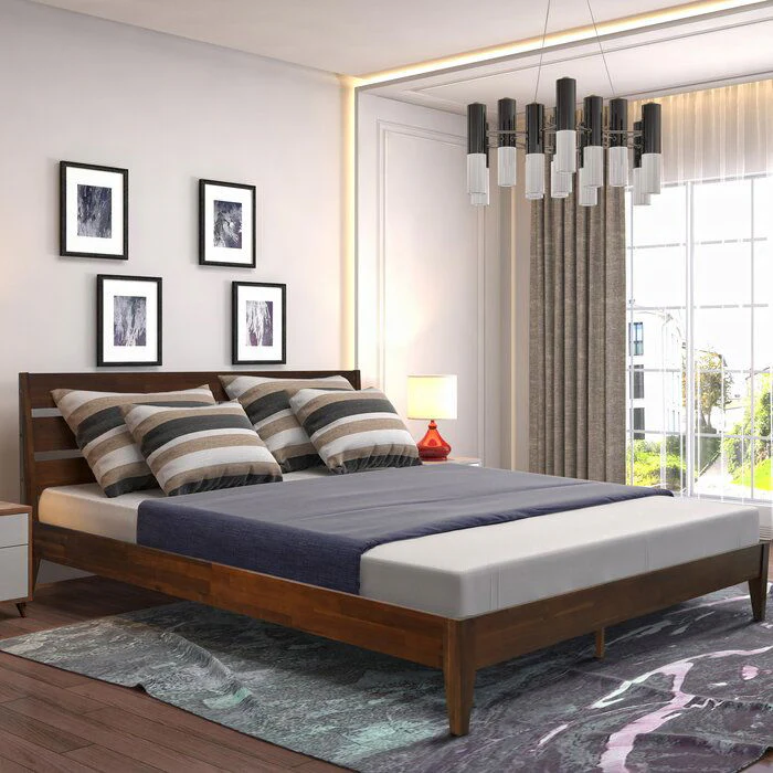 Furneezy Solid Sheesham Wood Natural Bed For Home