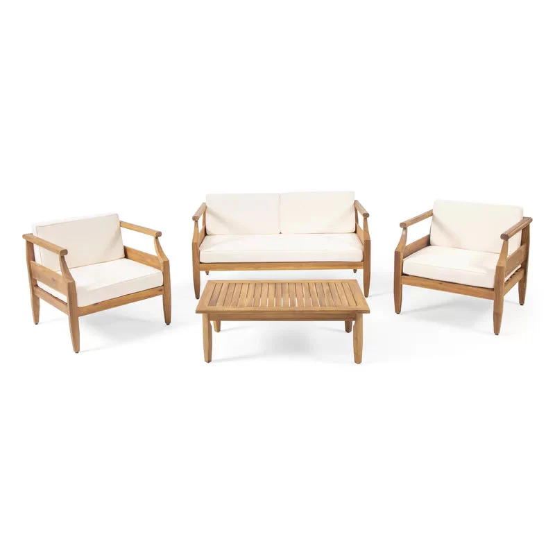 Furneezy Solid Wood Sofa Set With Coffee Table For living room