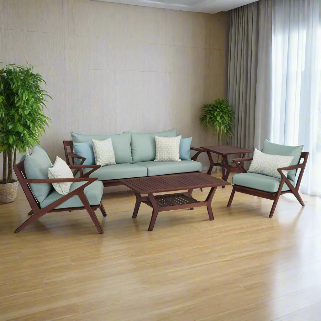 Furneezy Solid Wood Sofa Set With Coffee Table For living room Two