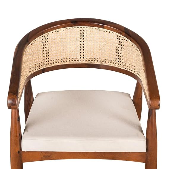 FURNEEZY Rattan ARM Chair for Living Room and Office | Rattan Furniture |Cane Furniture | (Honey)