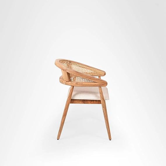 FURNEEZY Rattan ARM Chair for Living Room and Office | Rattan Furniture |Cane Furniture | (Natural)