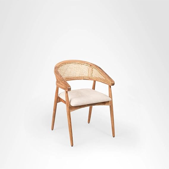FURNEEZY Rattan ARM Chair for Living Room and Office | Rattan Furniture |Cane Furniture | (Natural)