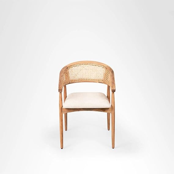 FURNEEZY Rattan ARM Chair for Living Room and Office | Rattan Furniture |Cane Furniture | (Natural)