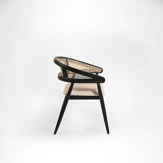 FURNEEZY Rattan ARM Chair for Living Room and Office | Rattan Furniture |Cane Furniture | (Matt Black)