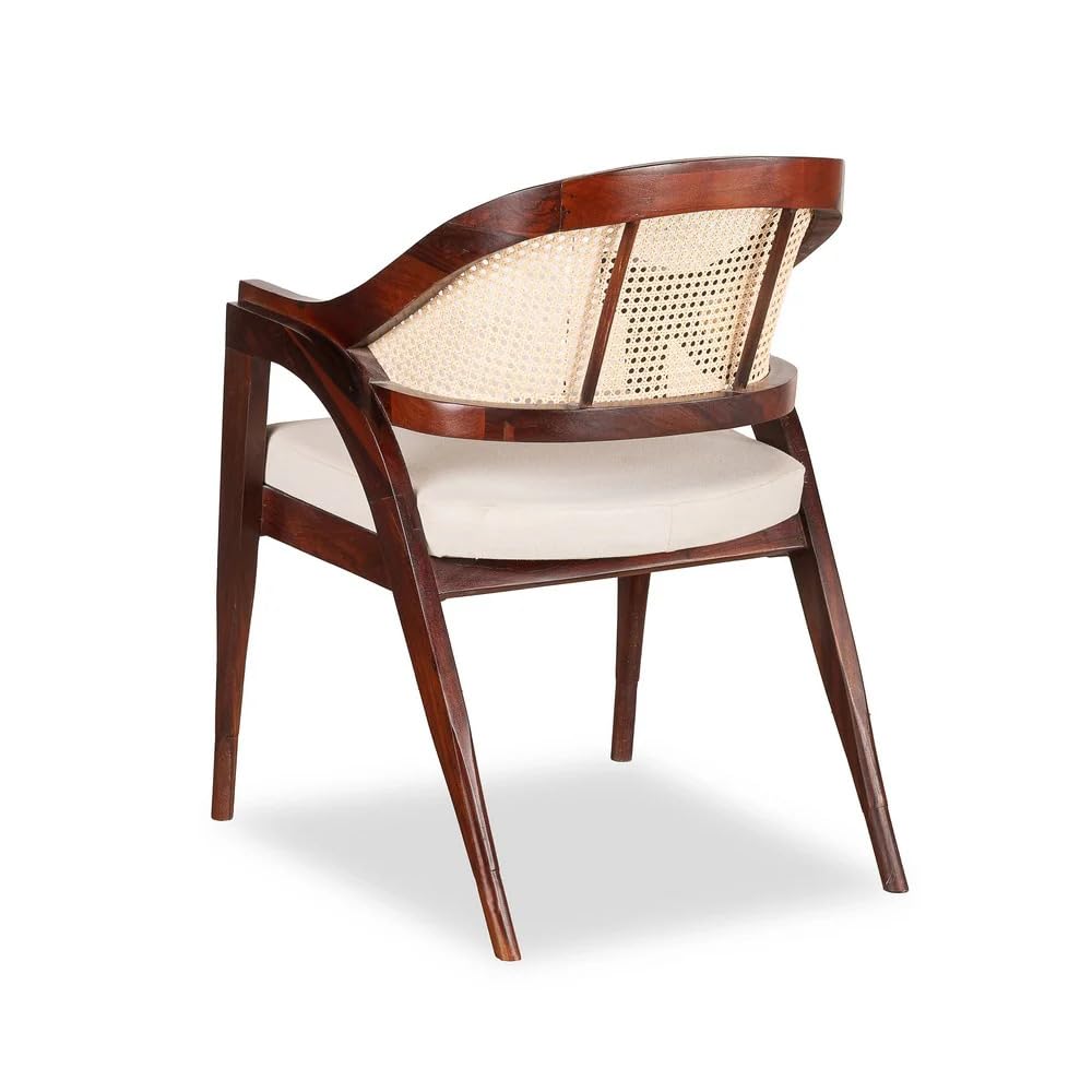 FURNEEZY Rattan ARM Chair for Living Room and Office | Rattan Furniture |Cane Furniture | (Honey Finish)