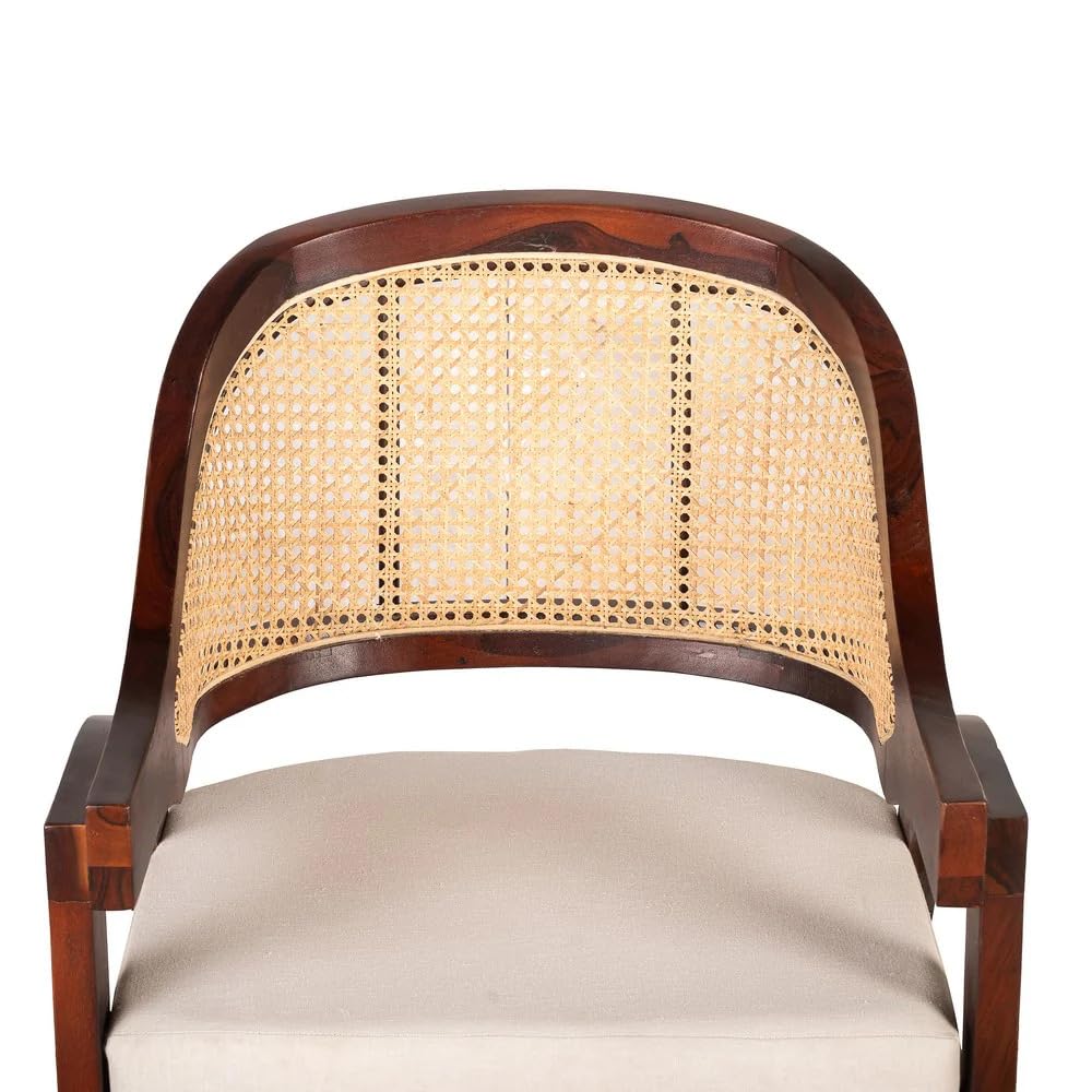 FURNEEZY Rattan ARM Chair for Living Room and Office | Rattan Furniture |Cane Furniture | (Honey Finish)