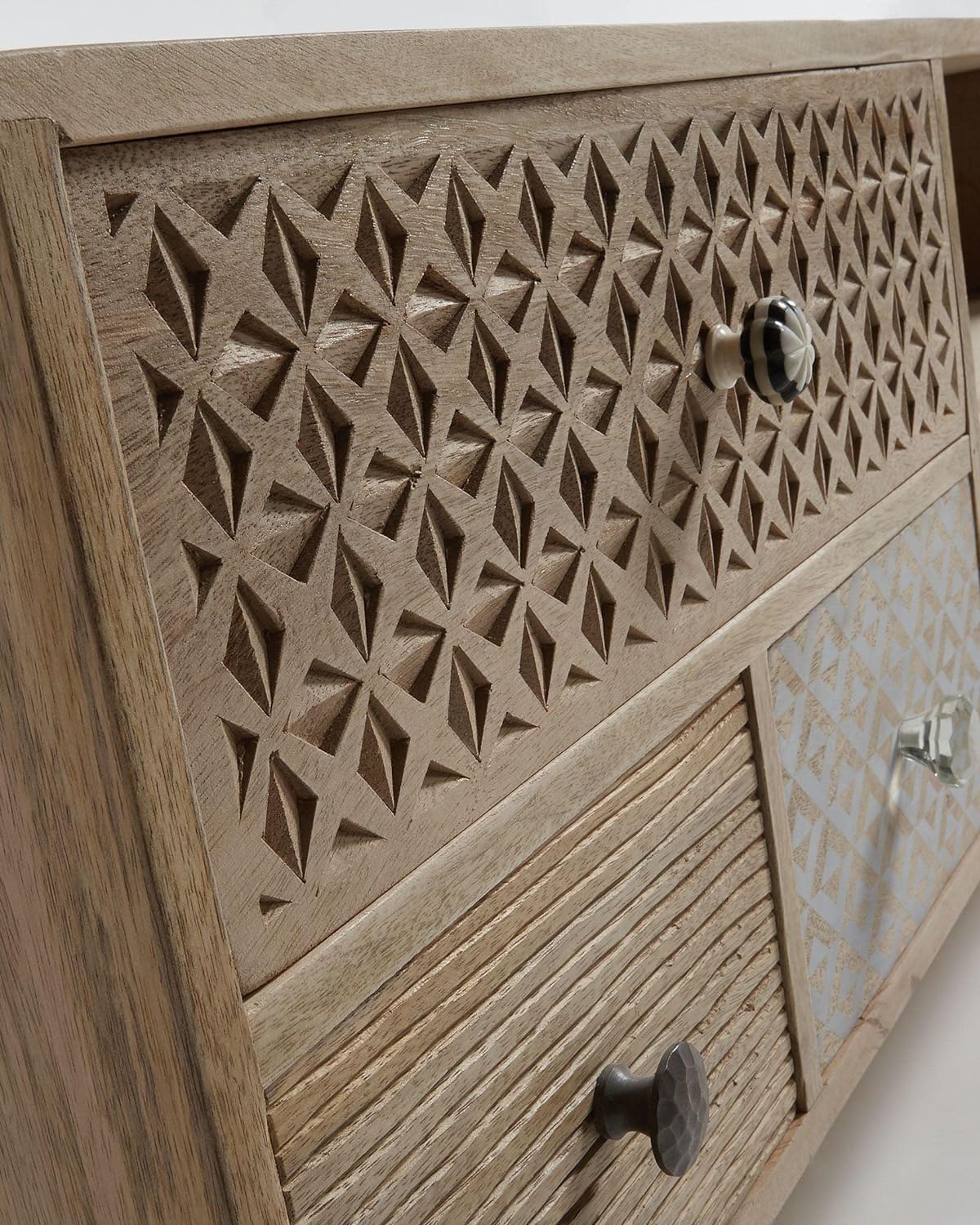 Furneezy Solid Mango Wood Cosmos TV Stand Cabinet with Storage for Living Room Home Entertainment Unit Wooden Bedroom Furniture (Natural Finish) 1 Year Warranty