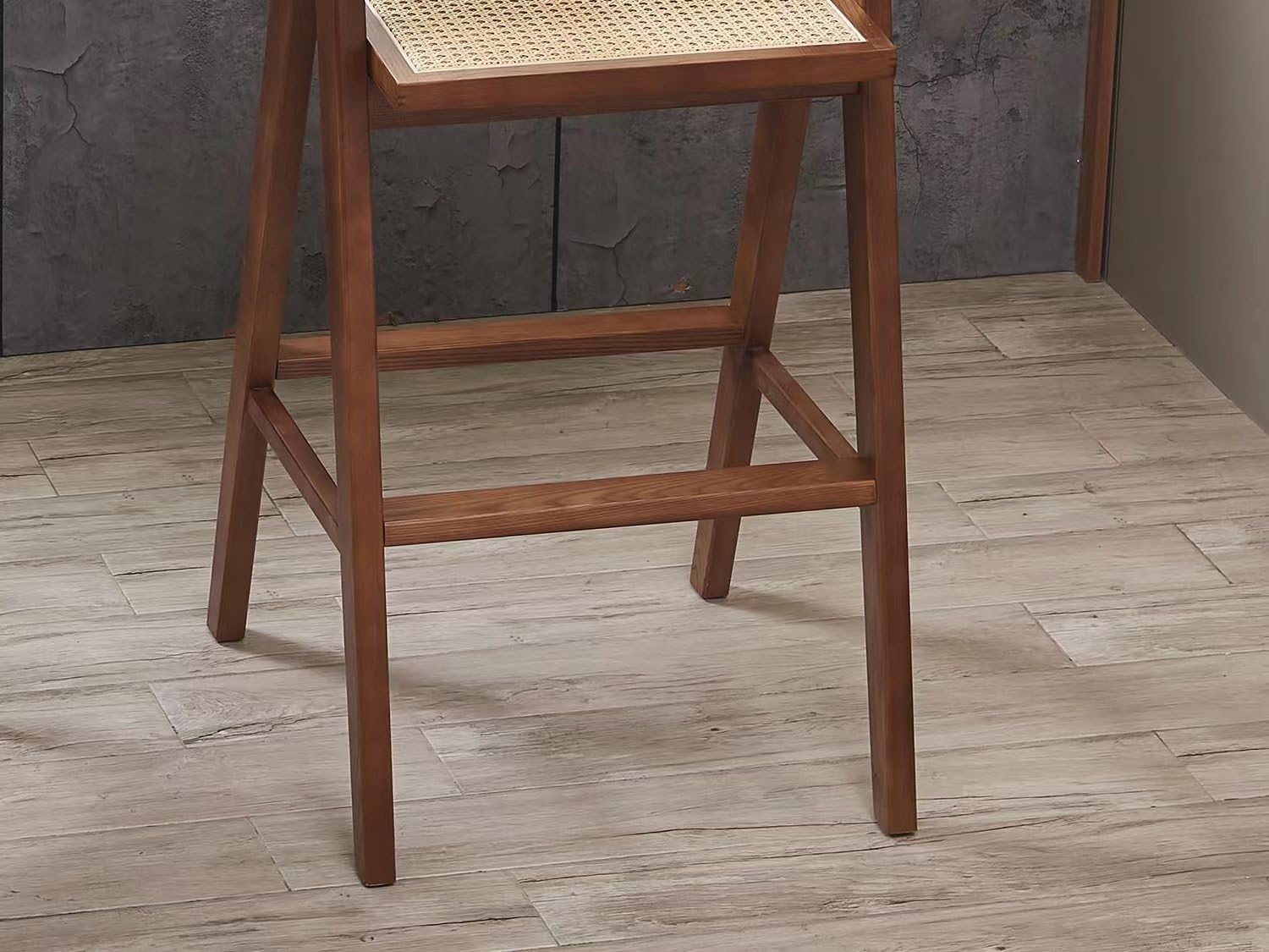 FURNEEZY Wesley Rattan Bar Stools (Set of Two) – Walnut Finidh for Living Room and Bar Room