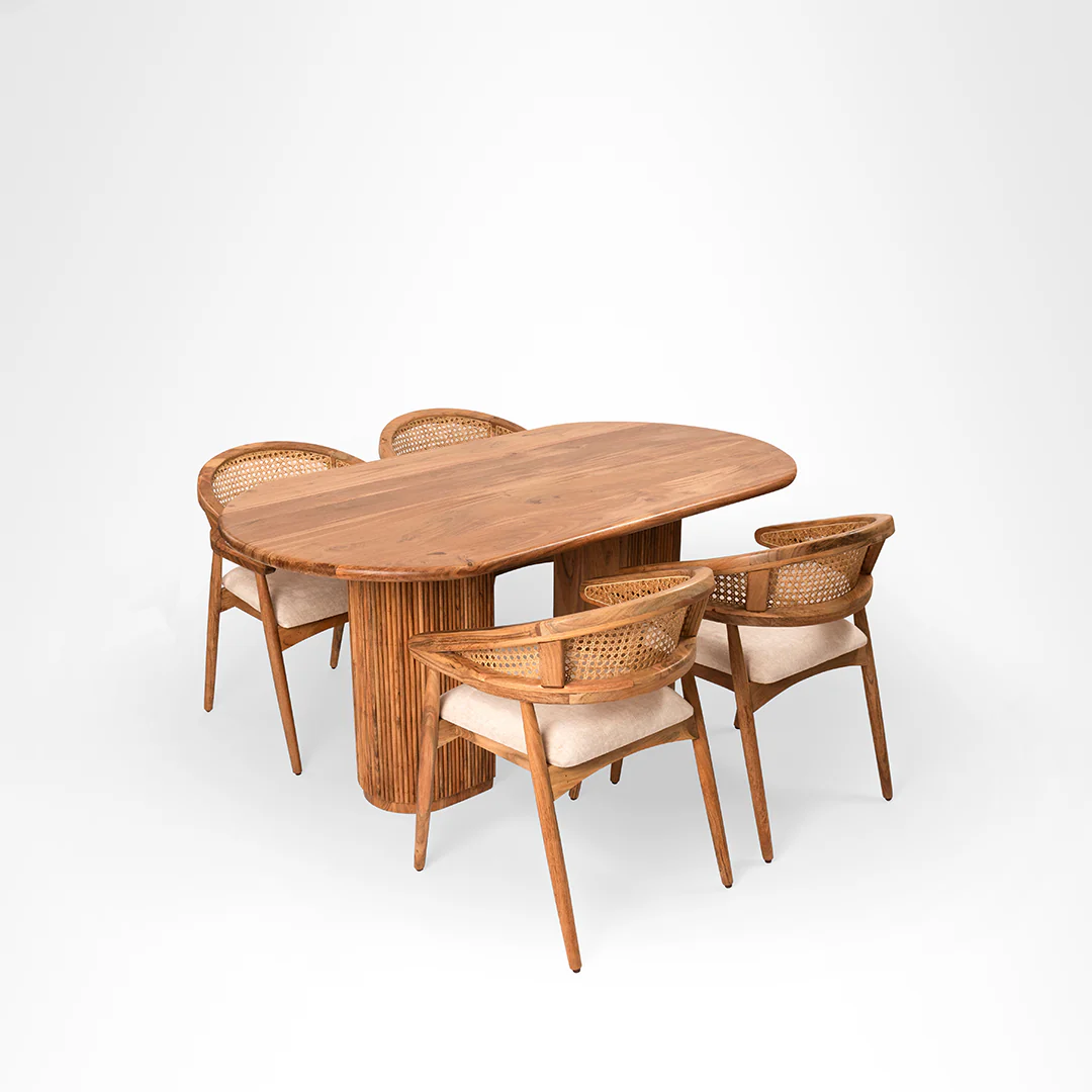 Modern Wooden Dining Table Set # 4 ( Acacia)