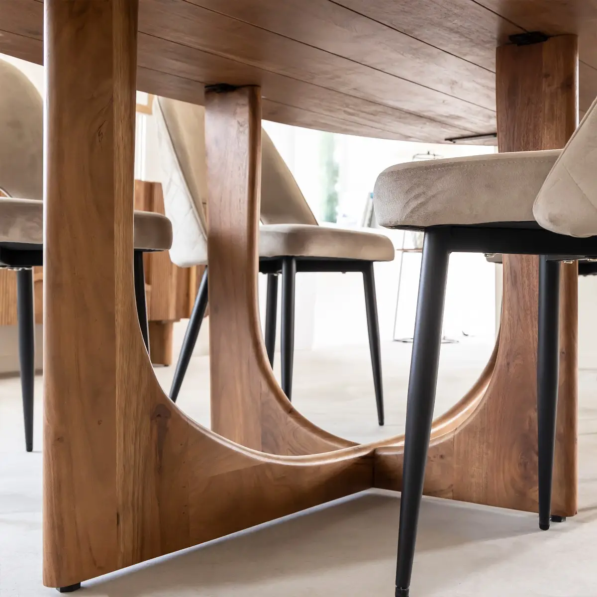 Modern Acacia Wood Dining Table Six Seater#6