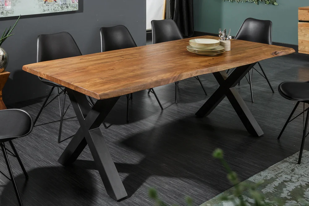 Live-edge acacia Wood  Modern Wooden Dining Table