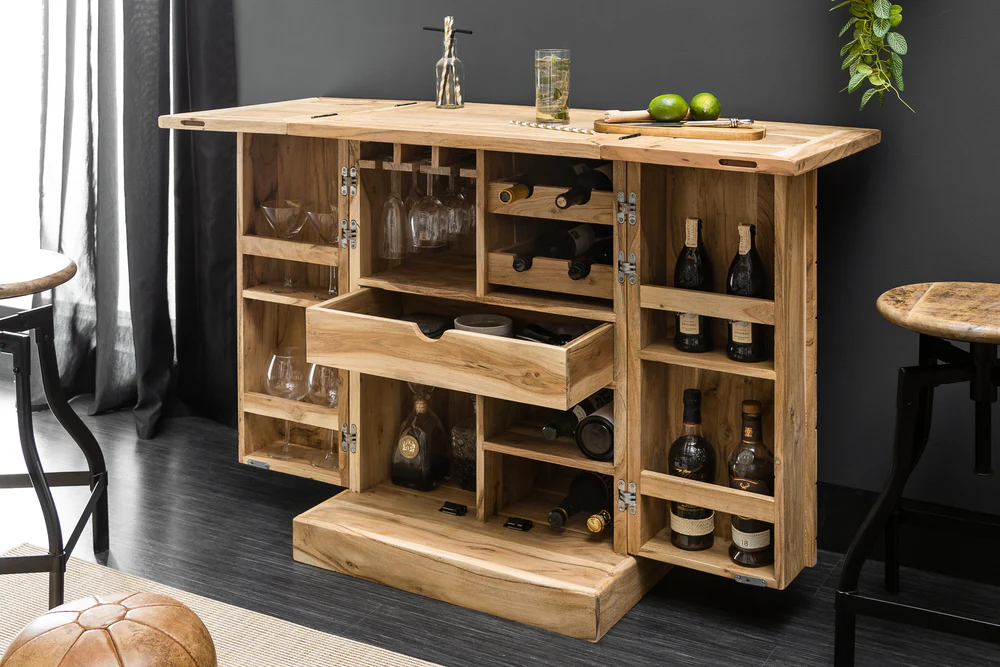Acacia Wood Bar Cabinet I