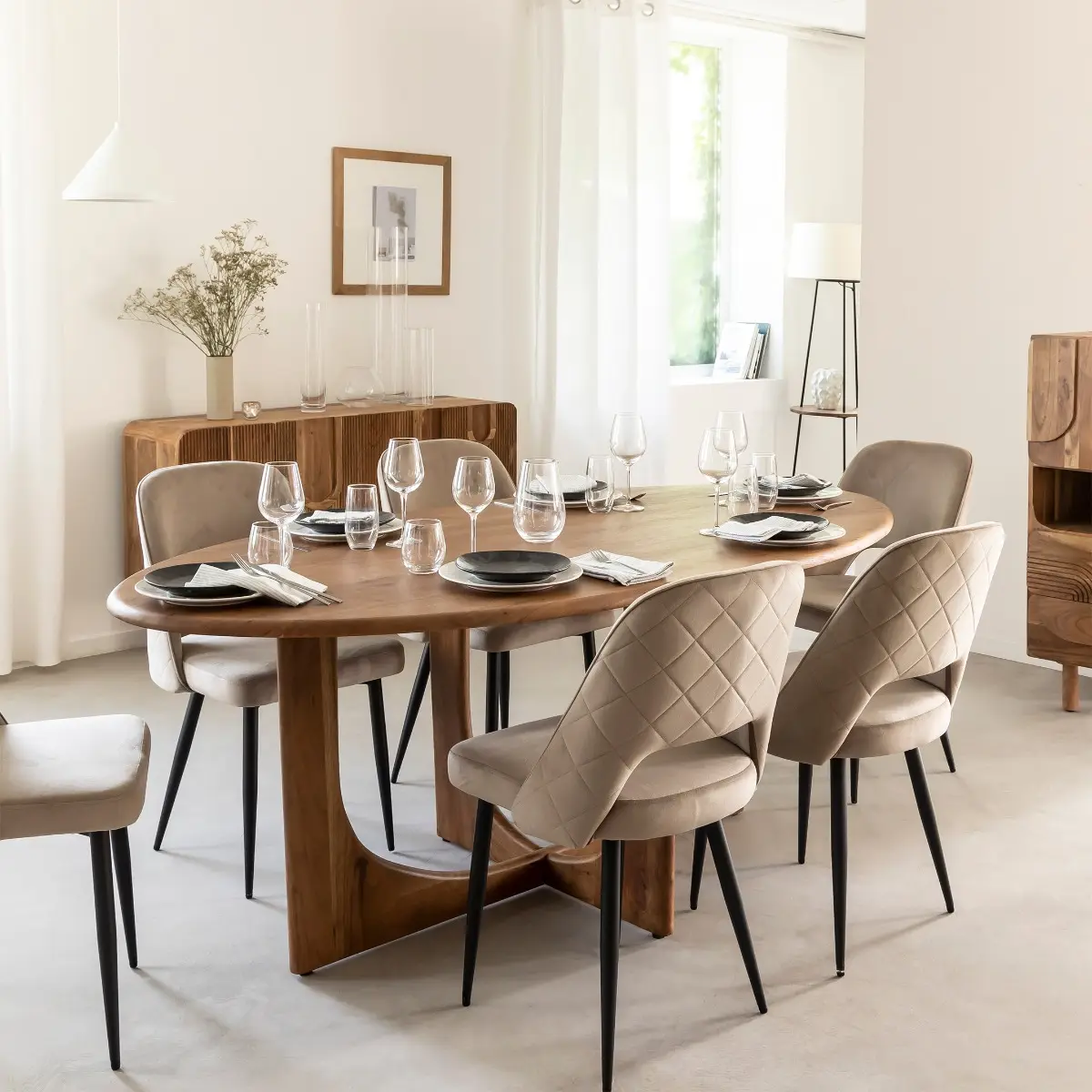 Modern Acacia Wood Dining Table Six Seater#6