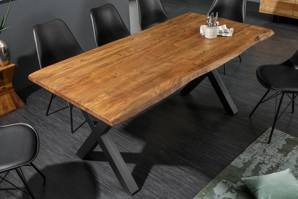 Live-edge acacia Wood  Modern Wooden Dining Table