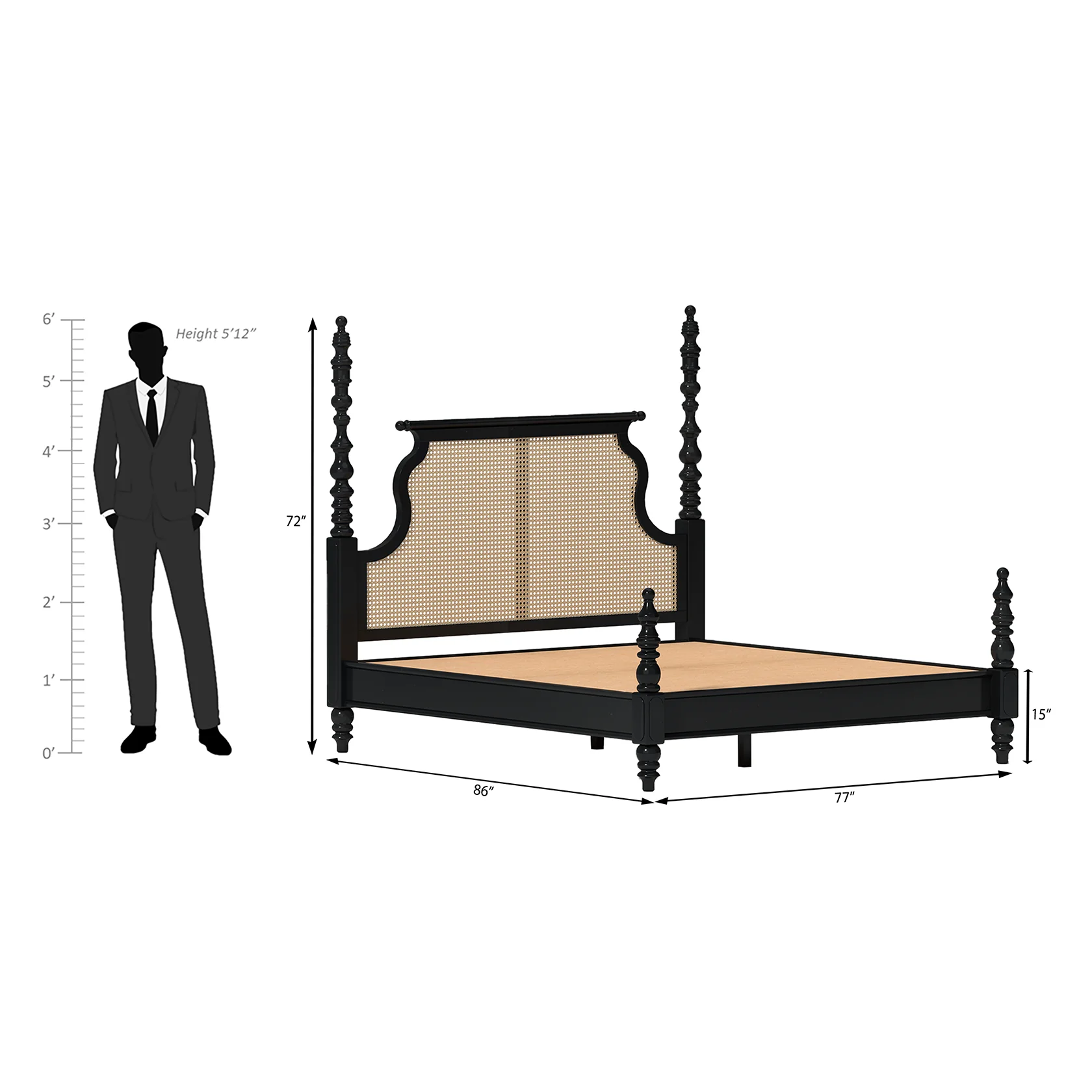  Furneezy Elegant Four Poster Bed 