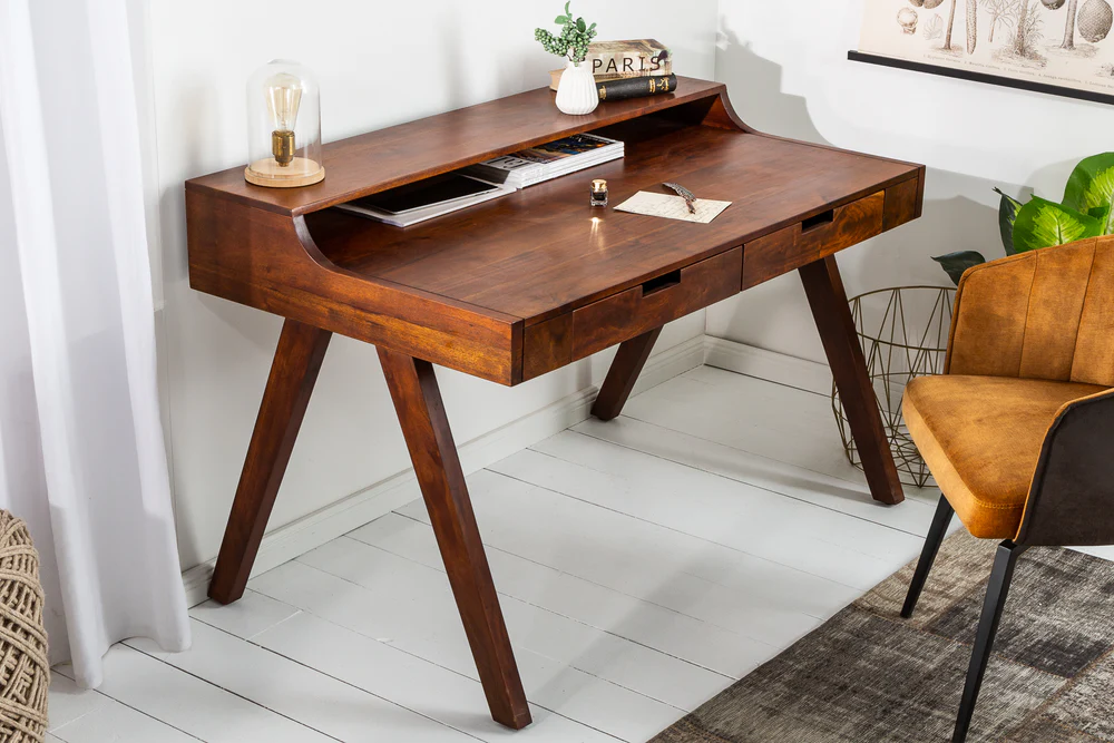 Modern Wooden Writing Desk In Acacia Wood