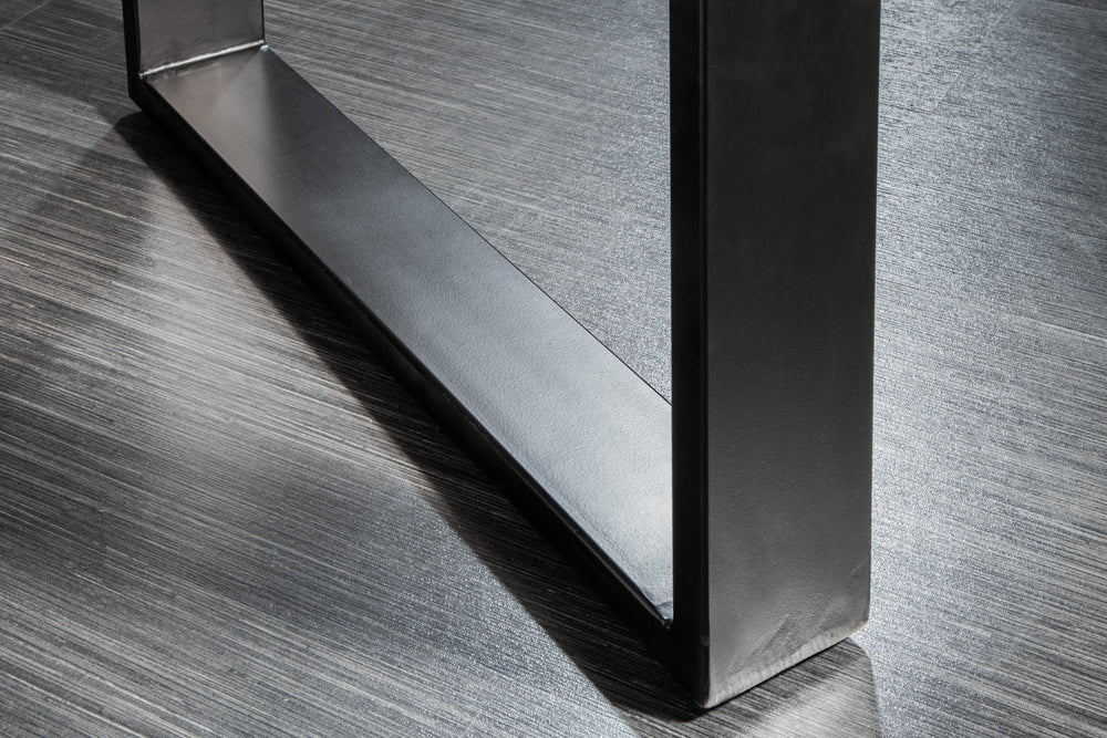 Solid Mango  Wood Dining Table With Matte Black U Frame Legs