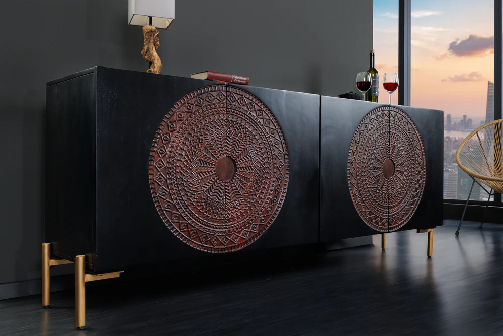 Modern Mango Wood Decorative Sideboard For Living Room
