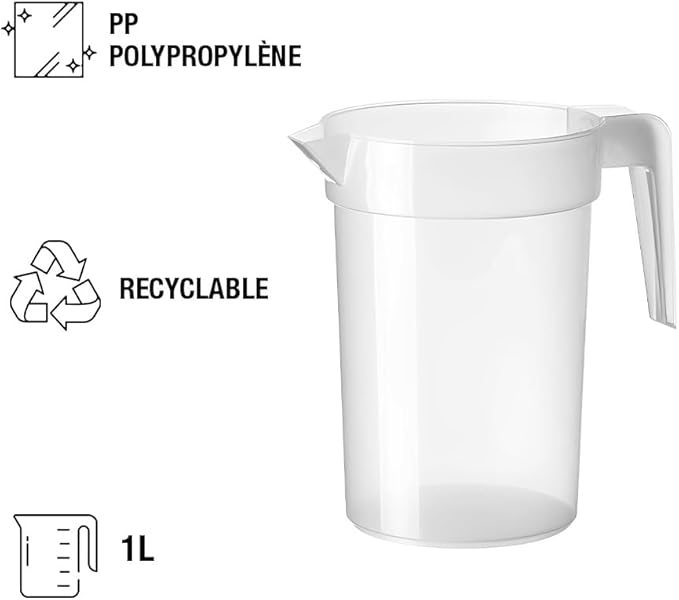 PICHET Plastique 1L TRANSPARENT pour les changements d'eau