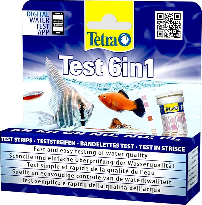 TETRA - Bandelettes de Test 6en1 - Pour le Contrôle de la Qualité de l'Eau - 60 Secondes - 25 Bandelettes