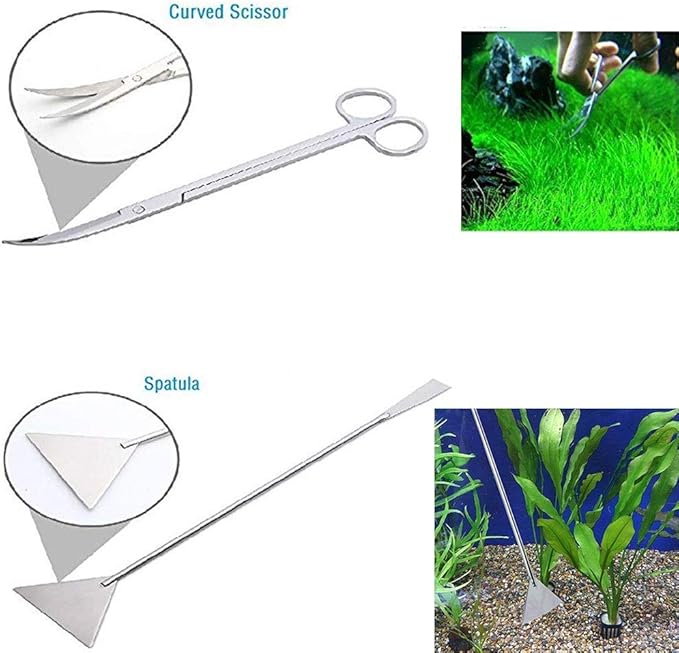 KIT AQUASCAPING - 5 Ustensiles pour Taille, Plantation et Égalisation - Acier Inoxydable