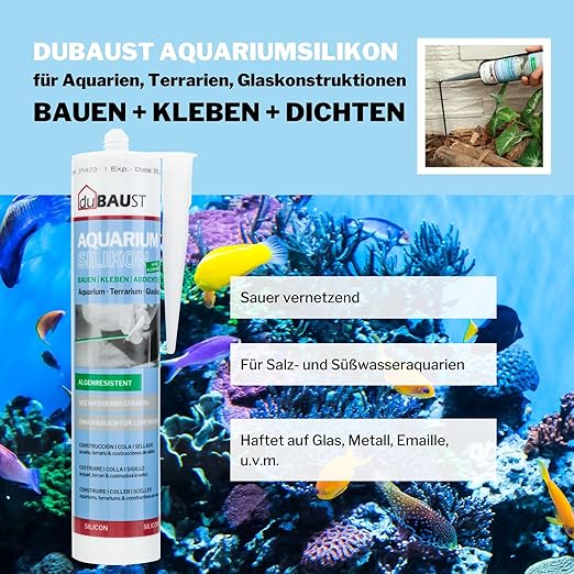 dubaust SAQ24 Aquarium silicone 310ml pour aquariums d'eau douce et d'eau de mer Constructions en verre pour terrarium Adhésif pour aquarium