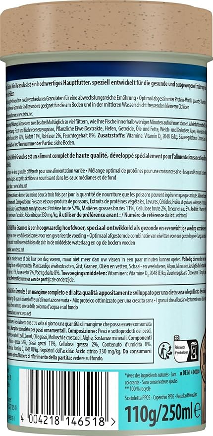 Tetra - 146518 - Cichlid Mini Granules - 250 ml, Multicolore, 110 g