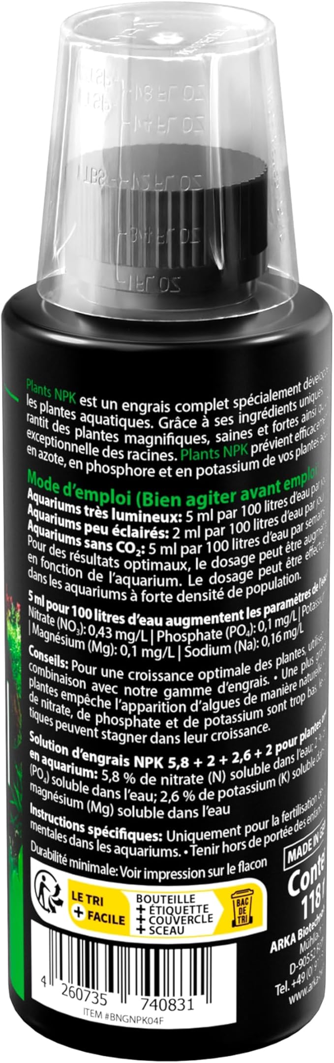 Engrais NPK Aquarium Plantes – Microbe-Lift Plants NPK 118 ML – avec Nitrate, Phosphate & Potassium – Croissance Forte, Couleurs intenses & Racines Solides – idéal aquascaping & CO₂