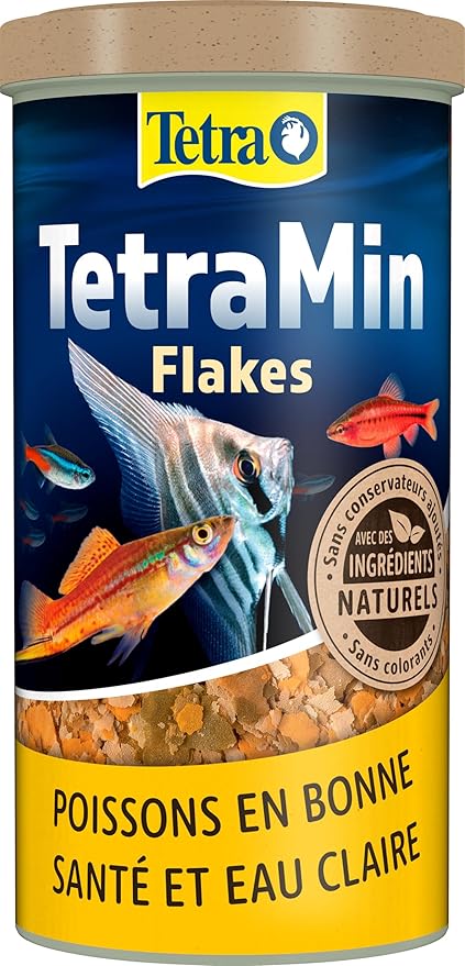 TetraMin Flakes Nutri Evolution - Aliment Complet en Flocons aux Ingrédients Naturels pour Poissons Tropicaux – Recette améliorée Sans conservateurs ajoutés Sans colorants - Boîte PET recyclé - 200g 1 L