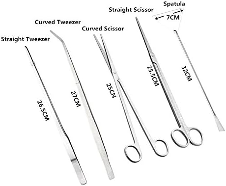 KIT AQUASCAPING - 5 Ustensiles pour Taille, Plantation et Égalisation - Acier Inoxydable