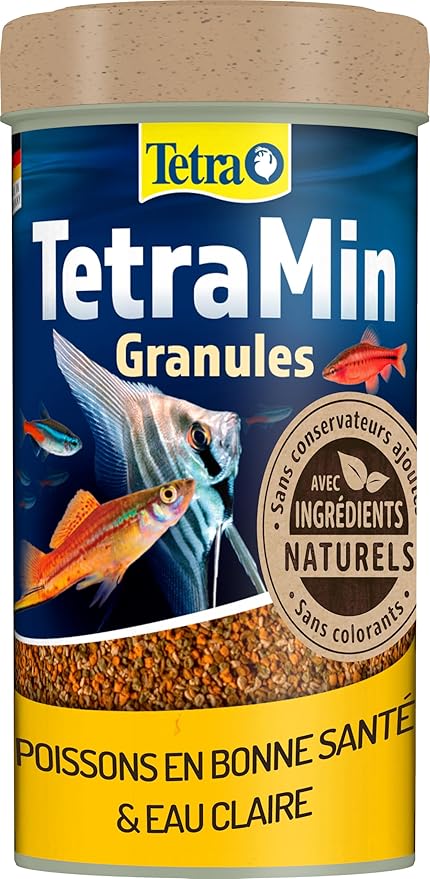 TetraMin Granules Nutri Evolution - Aliment Complet en Granules aux Ingrédients Naturels pour Poissons Tropicaux – Recette améliorée Sans conservateurs ajoutés Sans colorants - Boîte PET recyclé - 250 / 500 ml