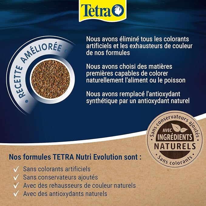 TetraMin Granules Nutri Evolution - Aliment Complet en Granules aux Ingrédients Naturels pour Poissons Tropicaux – Recette améliorée Sans conservateurs ajoutés Sans colorants - Boîte PET recyclé - 250 / 500 ml