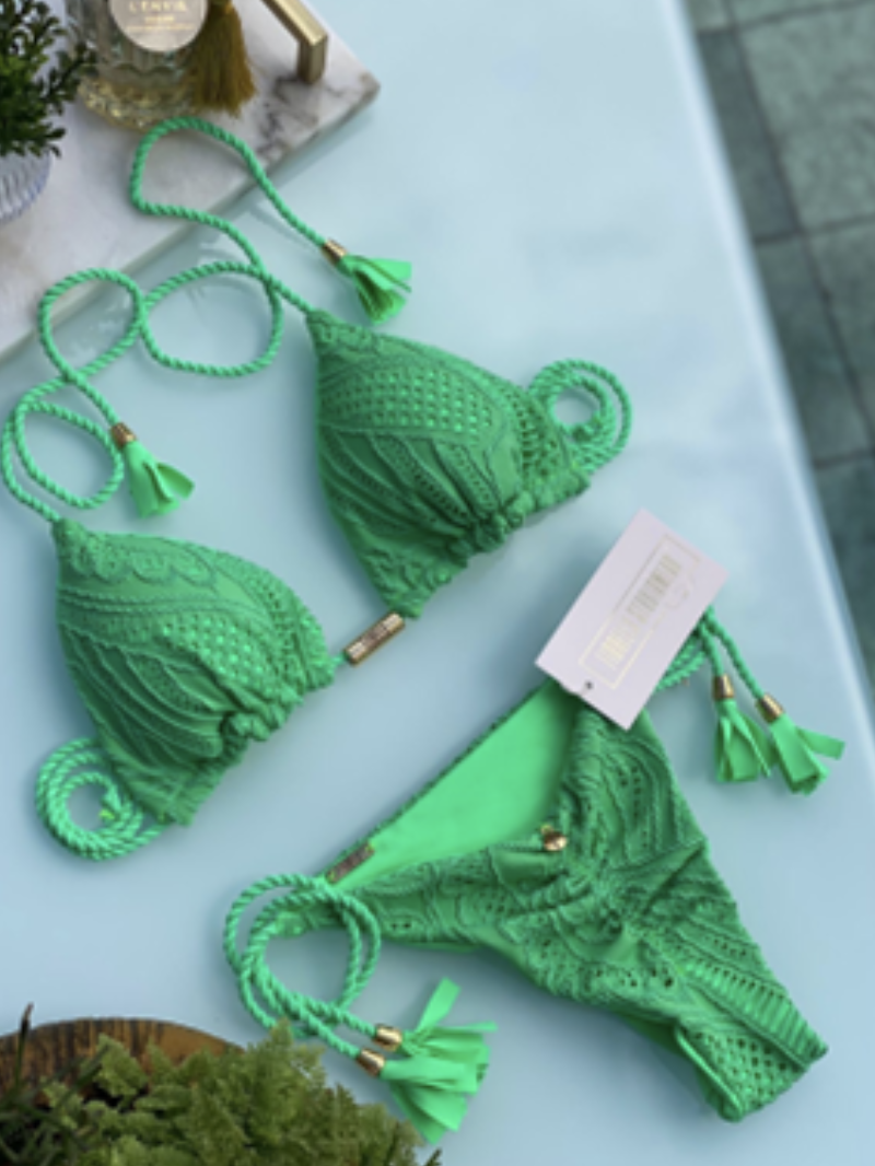 Green Lace Triangle Bikini