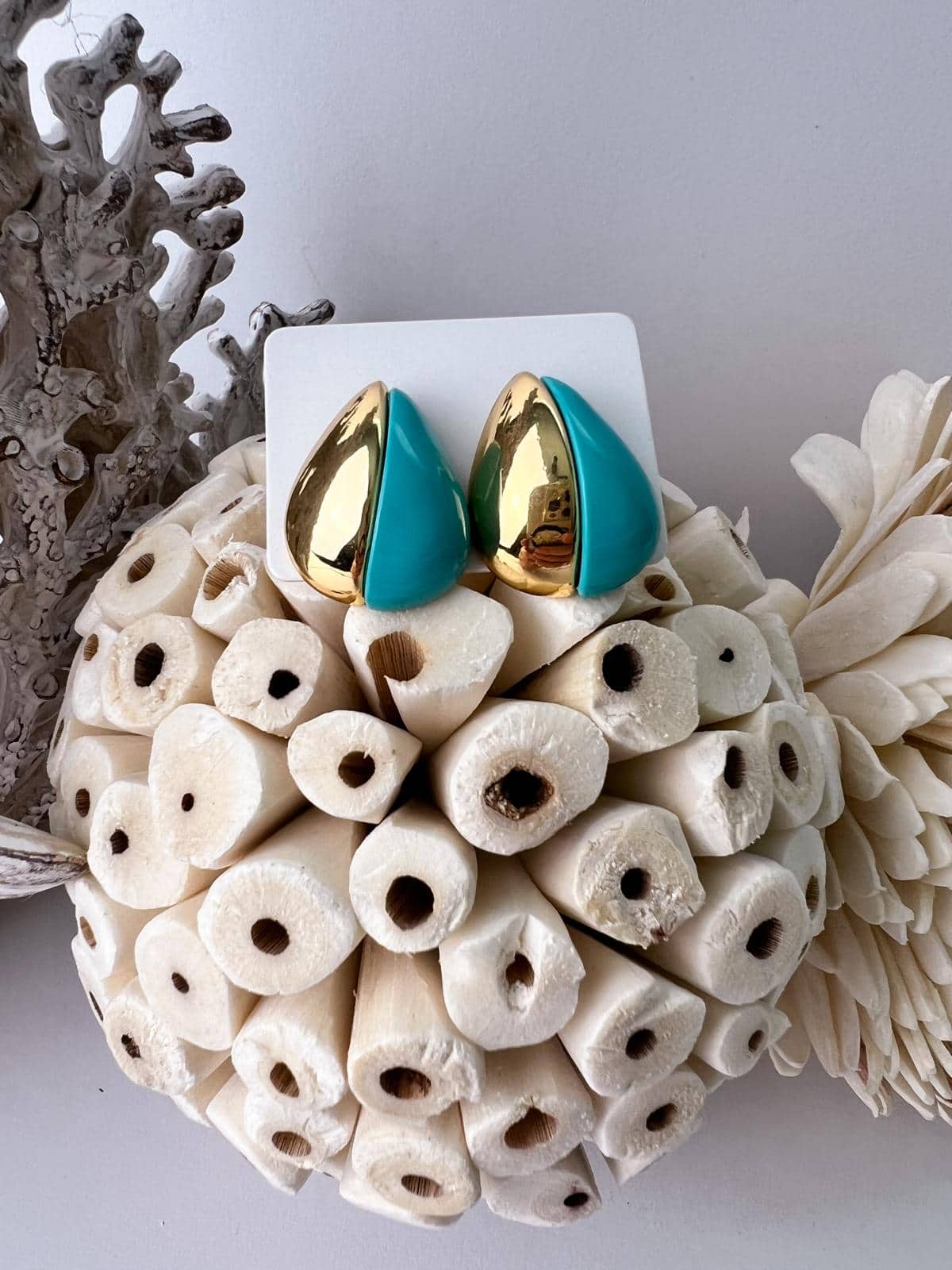 Teal and Gold Earrings