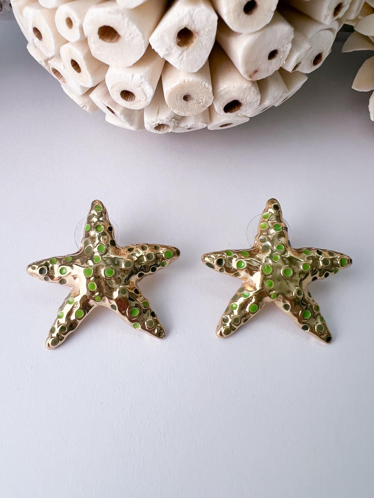 Green Starfish Earrings