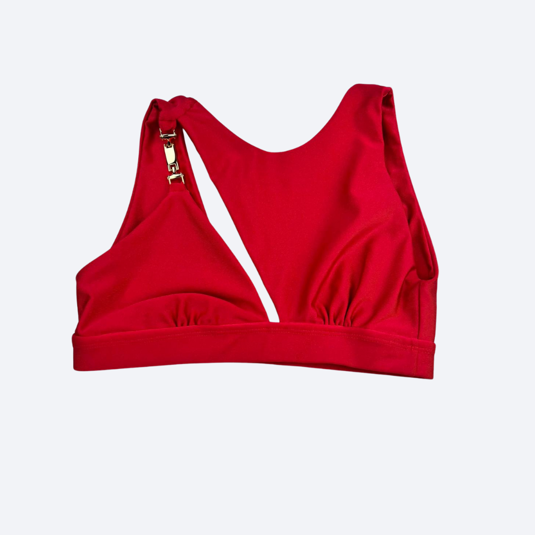 Asymmetrical Fitness Top – Christmas Red