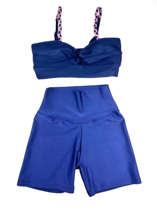 Dark Blue Sculpting Active Shorts – Brazilian Cut, Stretch Fit