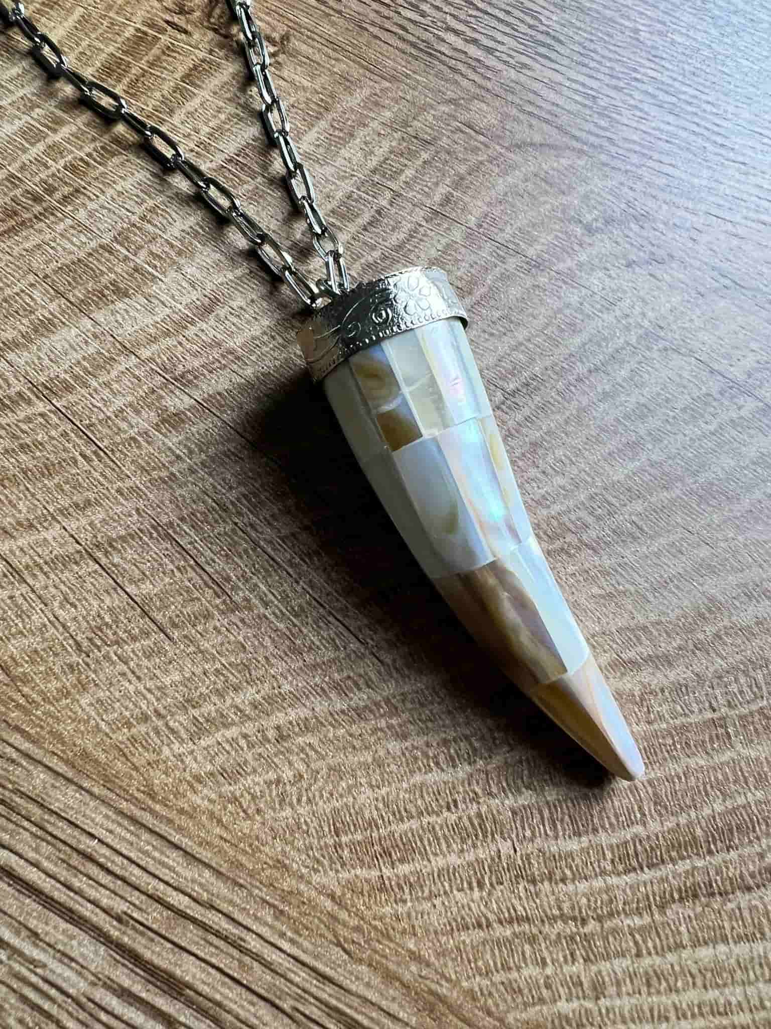 Boho Pearl Horn Long Necklace 