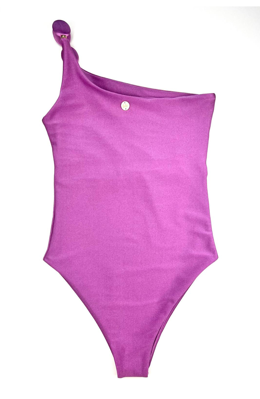 Luna One-Shoulder Beaded Strap Bodysuit in Mauve Pink