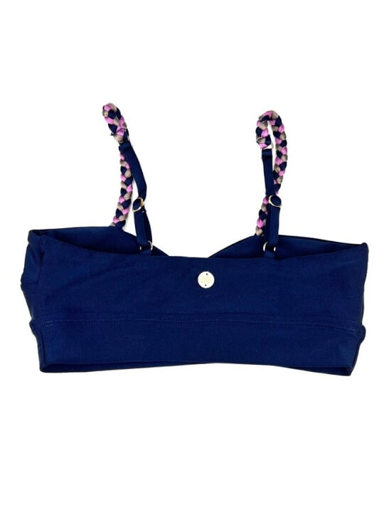 Dark Blue Braided Gym Crop Top