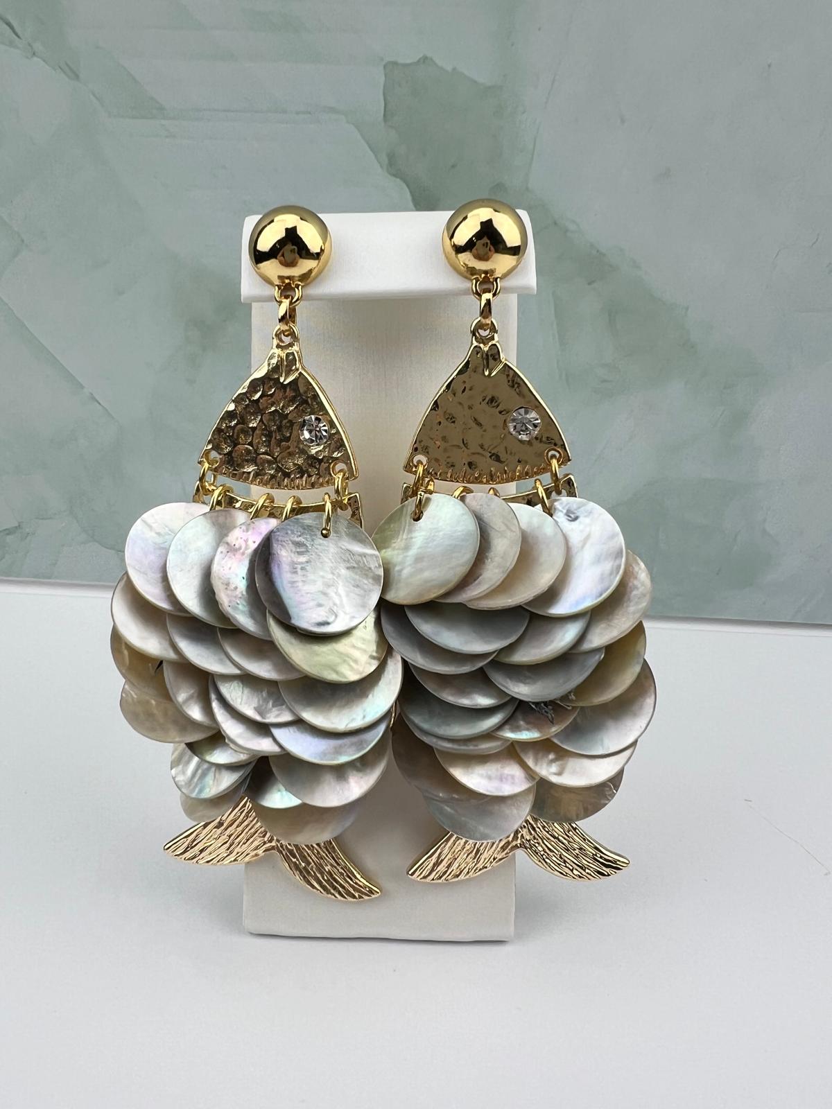 Scales of Pearl Fish Earrings