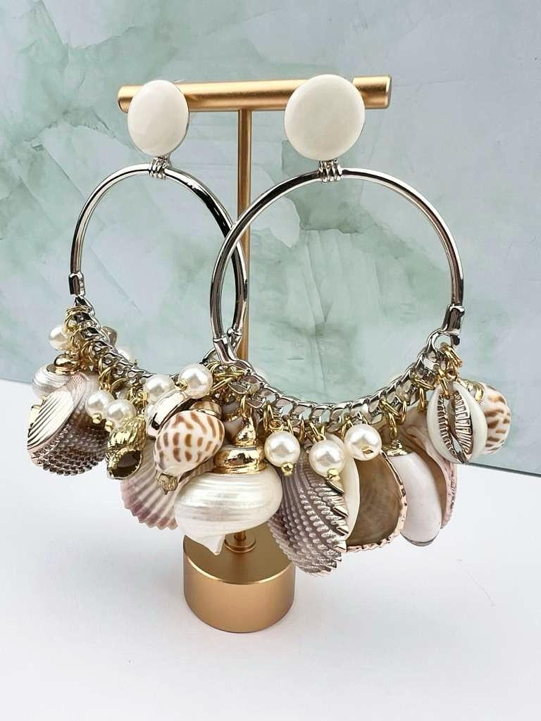 Coastal Boho Dangle Earrings with Natural Seashell Charms